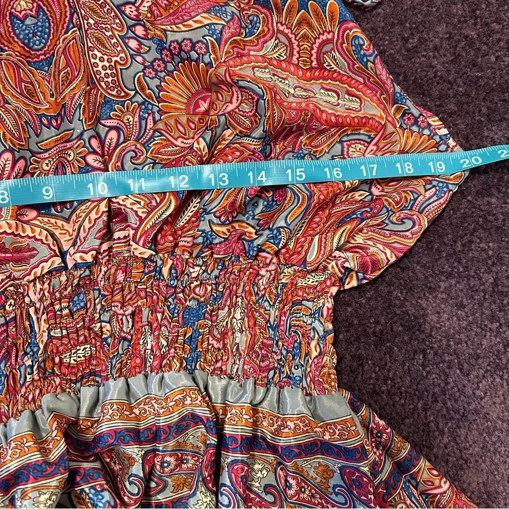 NWT! 100% Silk Sun Dress, Super Flowy, Gorgeous and NWT! Size L, P2P -20” - Picture 7 of 15
